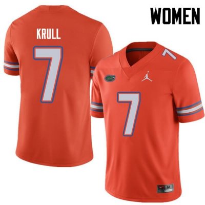 Women's Florida Gators #7 Lucas Krull NCAA Jordan Brand Orange Authentic Stitched College Football Jersey ZAQ7162IJ